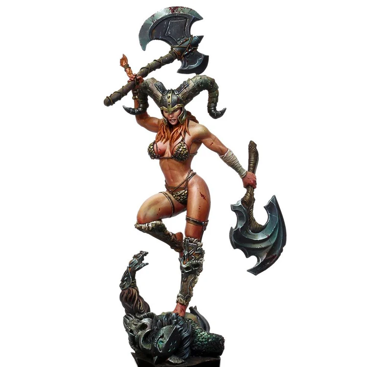 

1/24 75mm Resin Model kit figure GK, KY-RA Horns Female warrior, Fantasy theme, Unassembled and unpainted kit
