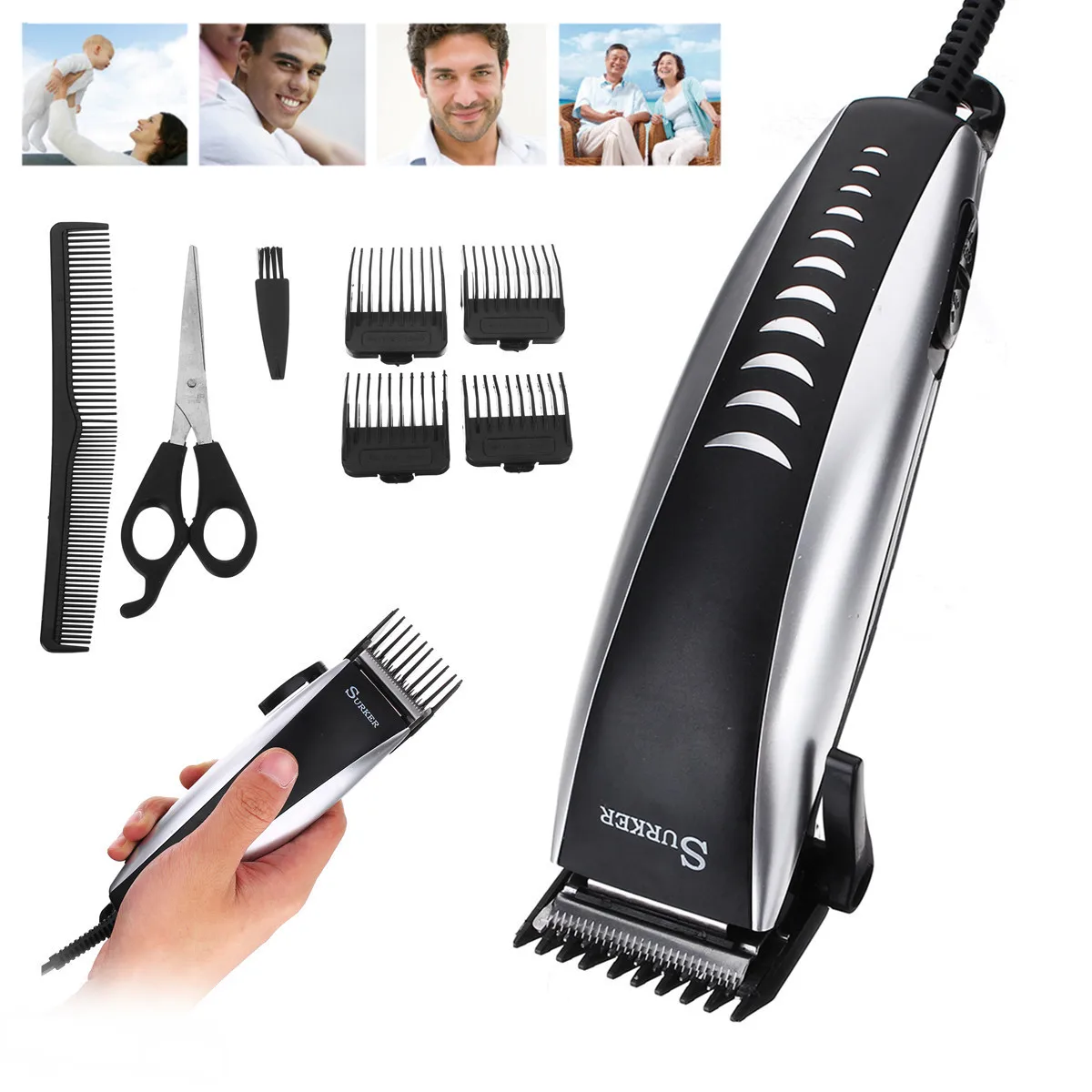 

Professional Electric Hair Trimmer Hair Clippers Cutting for Kids Man Adult Anti Slip Set Scissor EU Plug Adjustable 220V
