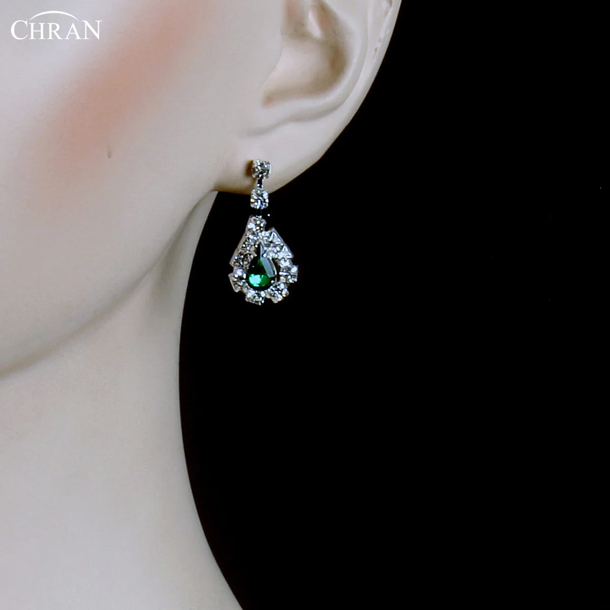 Женский комплект свадебных украшений Chran ожерелье и серьги с родиевым покрытием