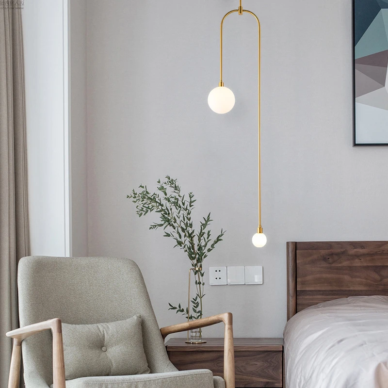 Скандинавские железные линии стеклянные пузыри люстра дизайнерский золотой