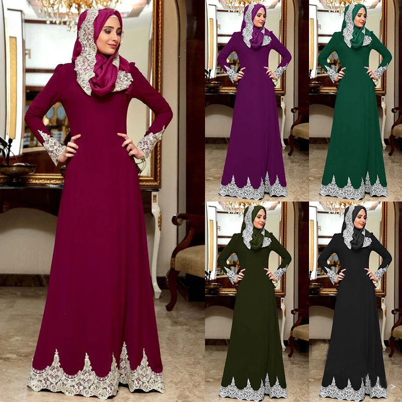 Abaya Дубай мусульманское женское кружевное длинное платье макси турецкий кафтан Musulmane Исламская одежда Caftan Marocain Robe вечернее платье Jilbab