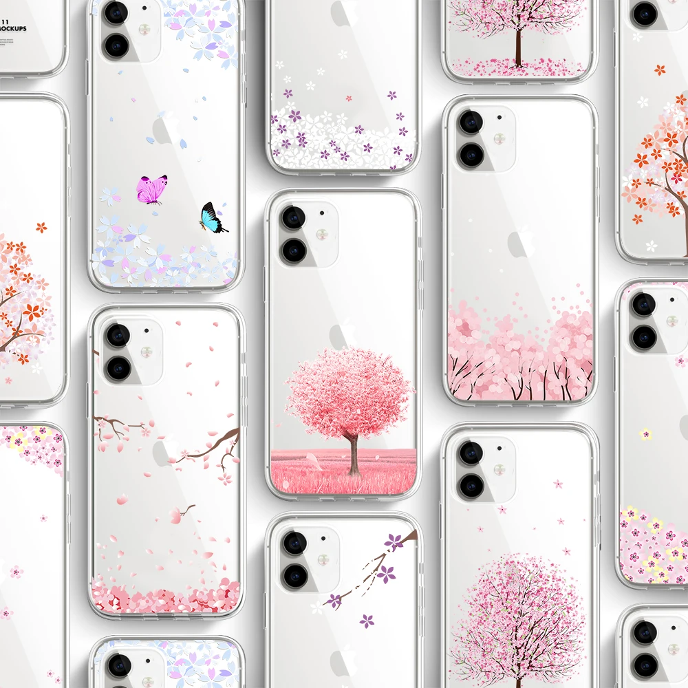

ciciber Cherry Blossoms flower For Iphone 13 Case For iPhone 13 12 11 Pro XR 7 X XS MAX 8 6 6S Plus 5S SE Silicone Funda Coque