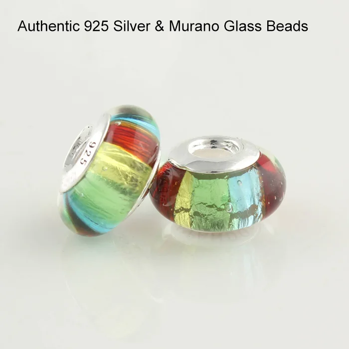 Браслеты-шармы из серебра 100% пробы с бусинами муранского стекла | Украшения и