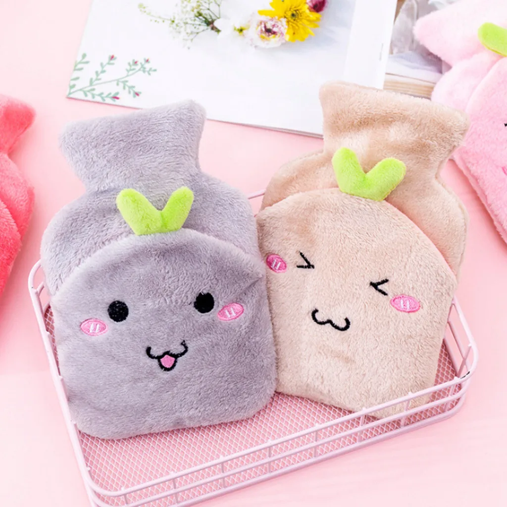 Милая мультяшная плюшевая теплая сумка для воды горячая бутылка