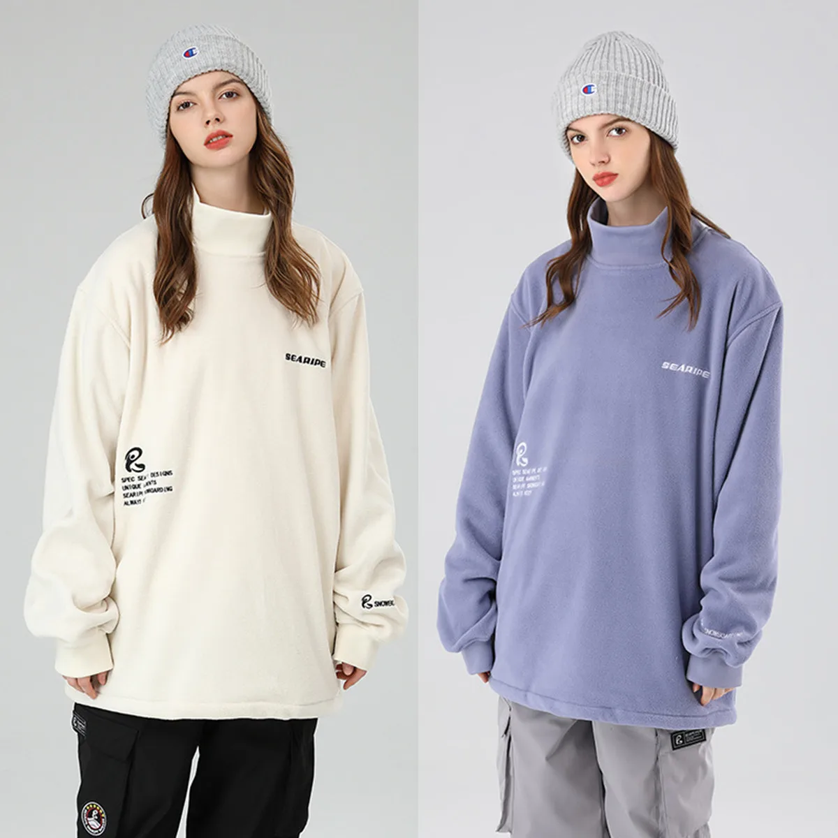 Skiing Snowboarding Warm Women Breathable Clothing Outdoor Sports Fleece Clothes Oversize Snow Sweatshirt Pullover Windproof