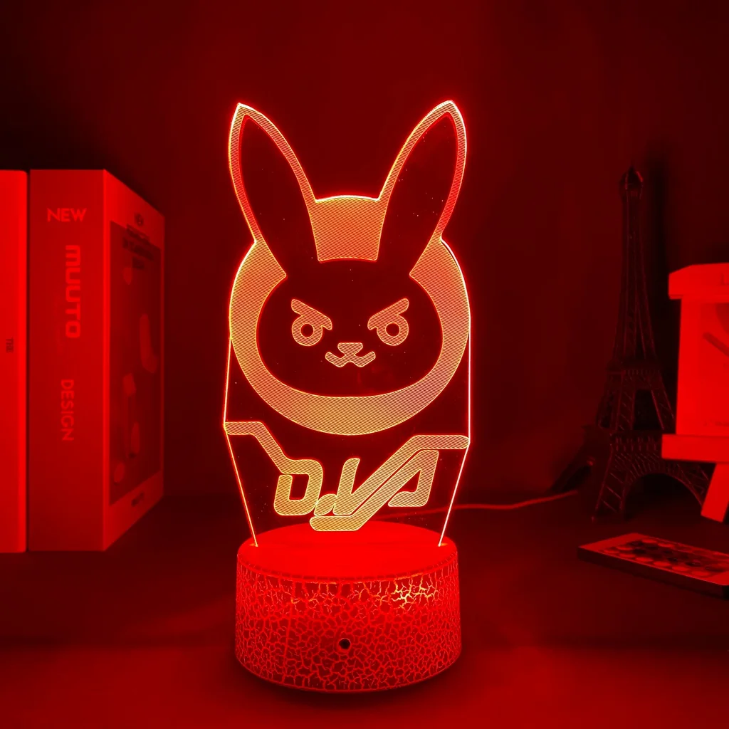 

OW Game Figure Dva Lamp 3D Led Neon RGB Night Lights Overwatches Birthday Gift For Friends Table Colorful Decoration Gaming Room
