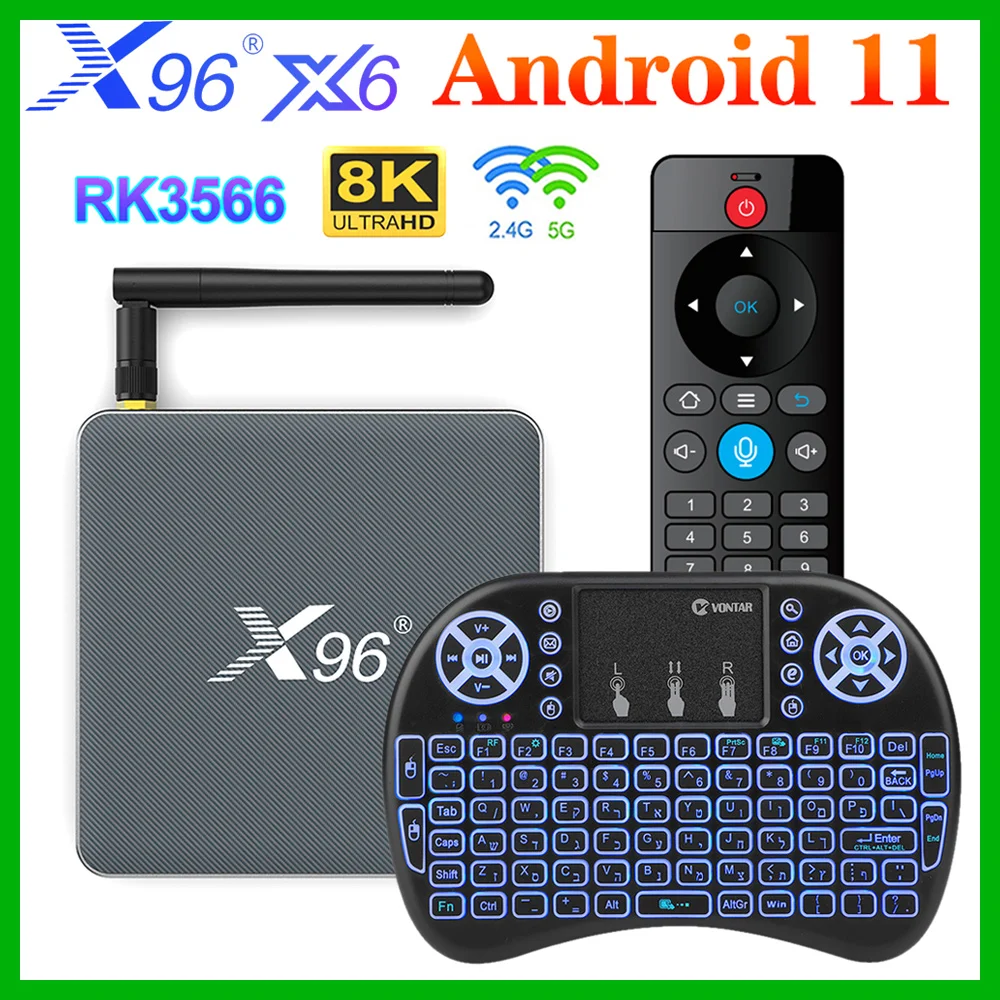 ТВ приставка X96 X6 Android 11 8 ГБ ОЗУ 128 Гб ПЗУ Rockchip RK3566 поддержка 4K USB3.0 2T2R MIMO двойной Wi Fi