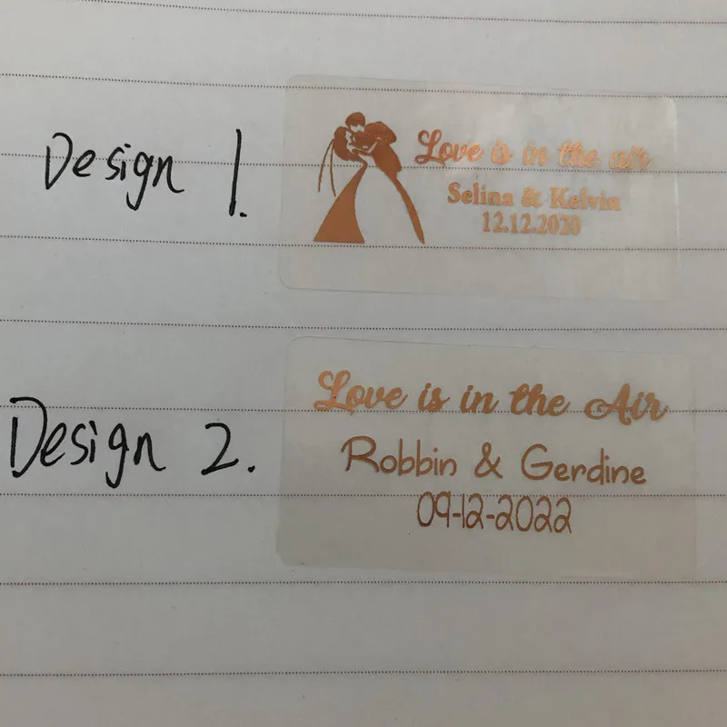 60 Персонализированная розовая Золотая именная наклейка Свадебные пузырьки