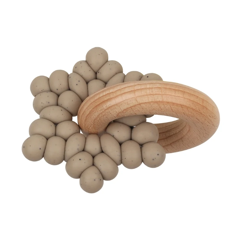 

Silicone Baby Rattle Mobile Toy Wood Teether Infant Intelligence Grasping Nursing Gift Toy