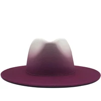 new women men wool vintage trilby felt fedora hat with wide brim gentleman elegant gradient rose for lady winter autumn jazz cap