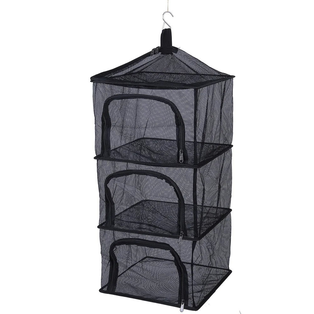 Camping Portable Dry Net Folding 4 Layer Hanging Mesh Foods Dish Outdoor BBQ Picnic Bag Rack Shelf Storage Basket Tableware | Спорт и