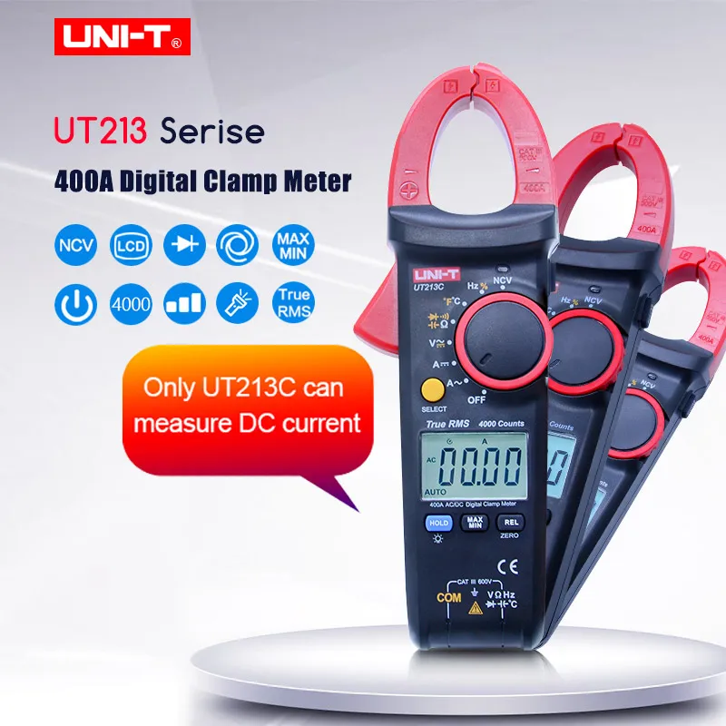 Digital Clamp Meter UNI-T UT213A UT213B UT213C True RMS Ammeter AC DC Voltage Digital Multimeter Ohm Capacitance Frequency test