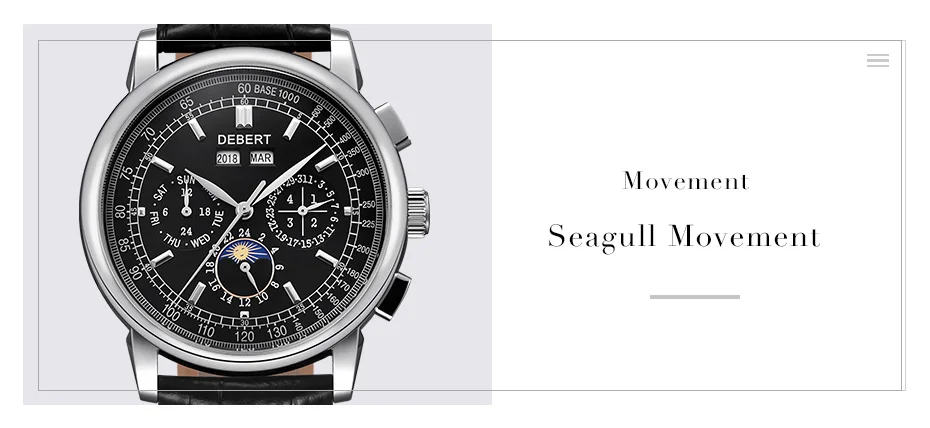 Часы из нержавеющей стали 316L Moon Phase relogio a prova de agua автоматические механические часы для мужчин montre homme