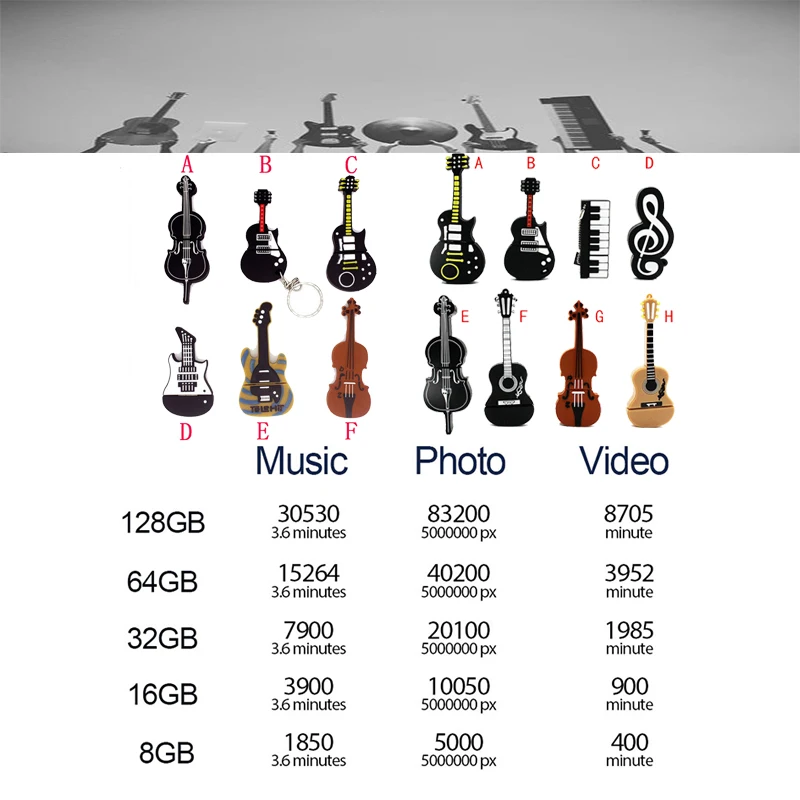 JASTER настоящий объем 8 стилей Instrumenty muzyczne Modelu pendrive 4 ГБ 16 32 64 USB флеш накопитель skrzypce/