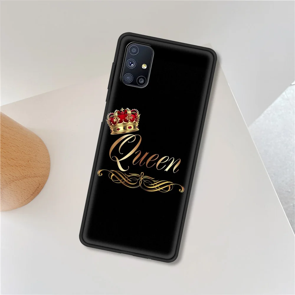 

King And Queen Silicone Soft TPU Coque for Samsung Galaxy M01 M11 M21 M31 M31S M51 A7 A9 2018 Luxury Phone Case Cover
