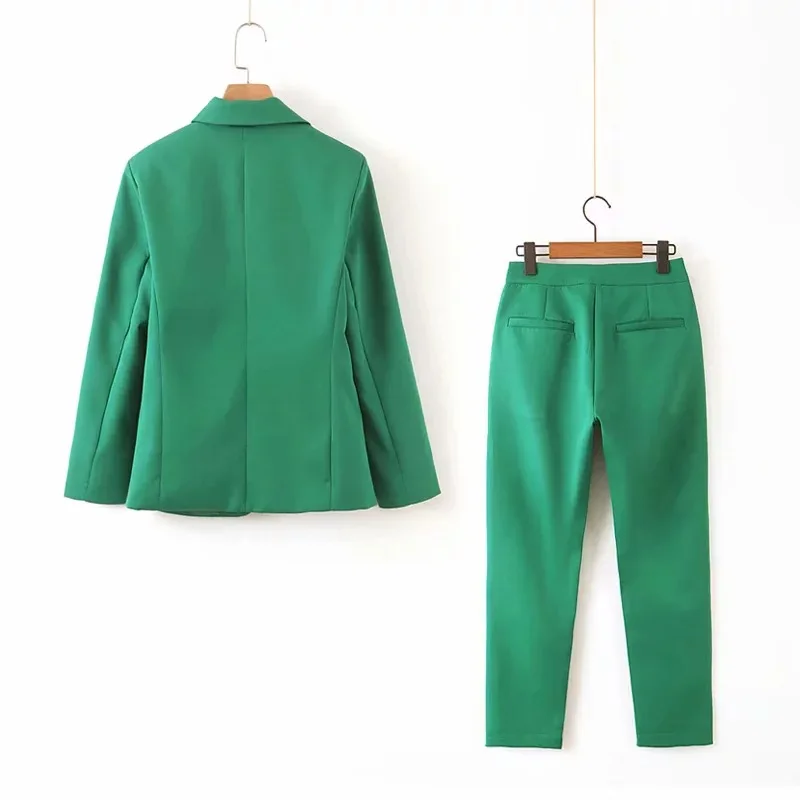 Темперамент Женский костюм зеленый Двухсекционный 2019 новый тонкий однобортный
