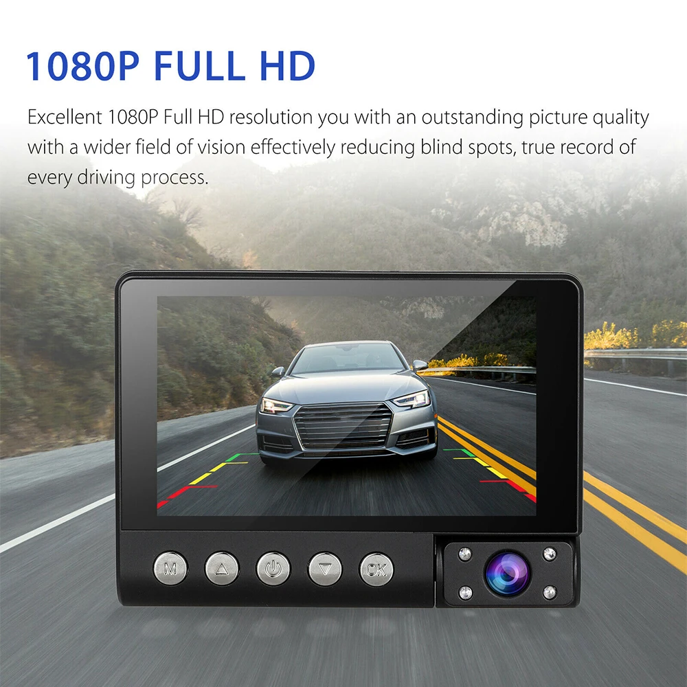 4 'Ɖ объектива Автомобильный видеорегистратор HD 1080P цифровой Камера заднего