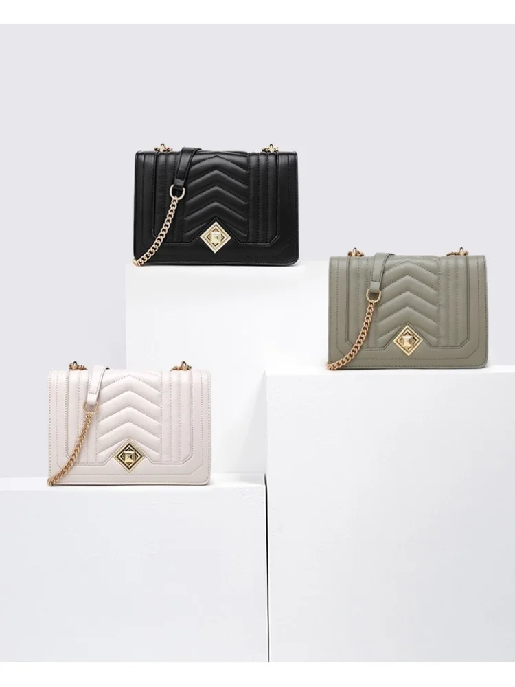 

Luxury Designer PU Leather Bags for Women Chain Crossbody Bags Solid Color Women's Handbags Diamond Square Purses and Handbags