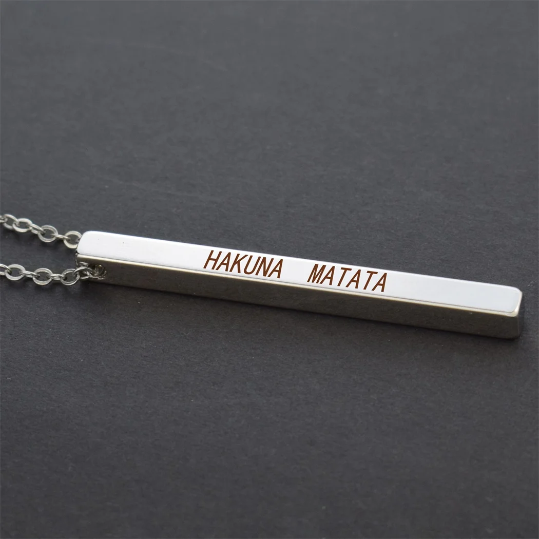HAKUNA MATATA Bar Vertical Necklace Movie African Proverb Pendant Charm Lettering Engraving Jewelry for Friend Sisters Gift | Украшения и