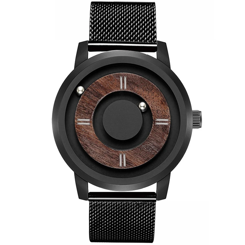 

EUTOUR Minimalist Novelty Wood Dial Scaleless Magnetic Ball Watch Belt Natural Forest Fashion Men's Couple Watch Lover Gift