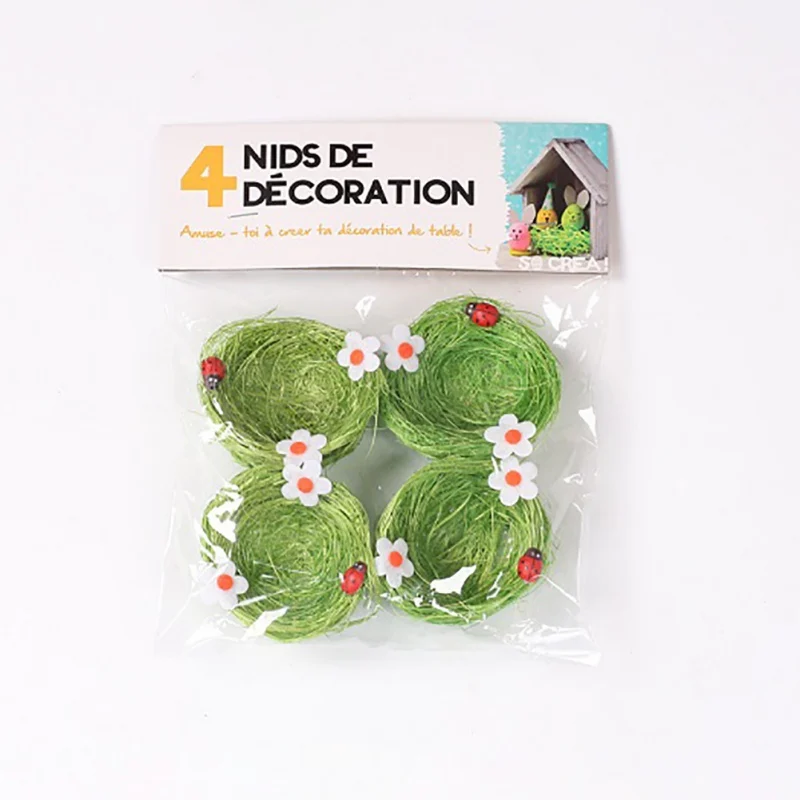 

4Pcs/Pack Easter Decoration Natural Rattan Bird Nest DIY Artificial Nest for Egg Home Decoration Garden Ornament Easter
