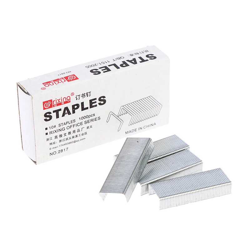 

1000Pcs/Box 10 Boxes Metal Staples No.10 Binding Stapler Office Binding Supplies School Stationary Door Shaped Staples