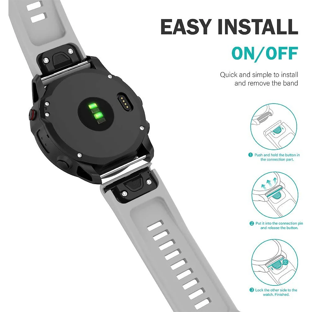 Ремешок для часов QuickFit 26 мм оригинальный браслет Garmin Fenix 3 HR 5X Plus 6X Pro Quatix Tactix Bravo