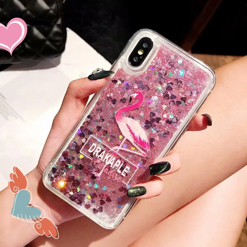 flamingo Зыбучие пески чехол для samsung galaxy A3 A5 A7 J1 J3 J5 J7 J2 J5 Prime J2 Core Note 3 4 5 Блеск динамическая жидкость крышка - Цвет: flamingo