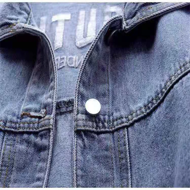 Джинсовая куртка женская летняя повседневная свободная с длинным рукавом