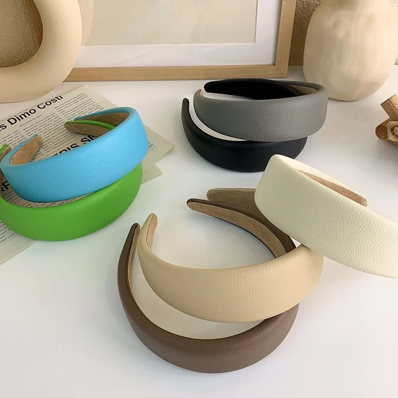 

U-Magical Statement Multiple Multicolor Candy Colors Pu Leather Hair Band for Women Wide Geometric Candy Colors Hair Accessories