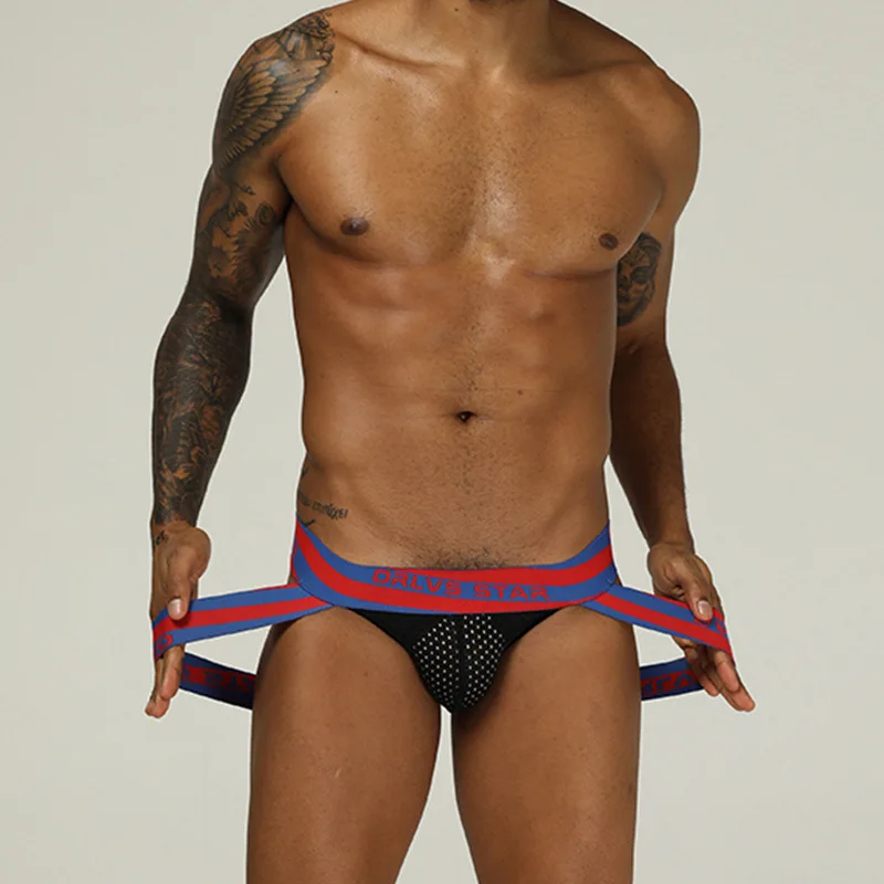 Для мужчин нижнее белье сексуальное сетчатый бандаж мужские трусы стринги