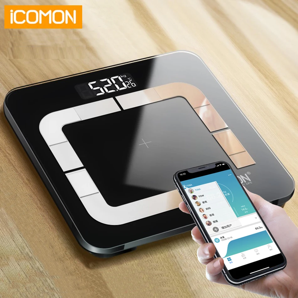 

Hot icomon i31 Bathroom Body Fat Weight Scale Digital LCD Smart Mi Scales Floor Bluetooth Human bmi Weighting Scale Body Balance