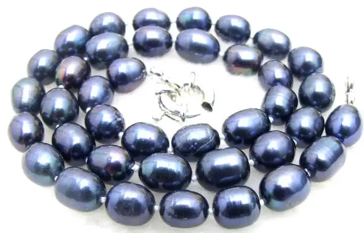 Qingmnos Natural Black Pearl Necklaces for Women with 7-8mm Rice Freshwater 17&quot Chokers Jewelry Collares Femme n5591 | Украшения и