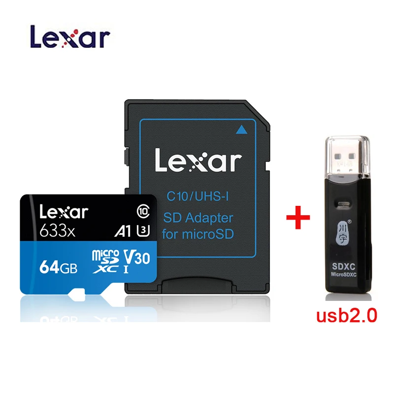 633X 64GB -C296 Lexar tf-карта 633x 667x Micro SD карта 64 Гб 128 ГБ 256 ГБ 512 Гб карта памяти Uhs 1 A1 C10 U1 V10 Дрон Gopro Dji Спортивная камера - Емкость: 633X 64GB -C296