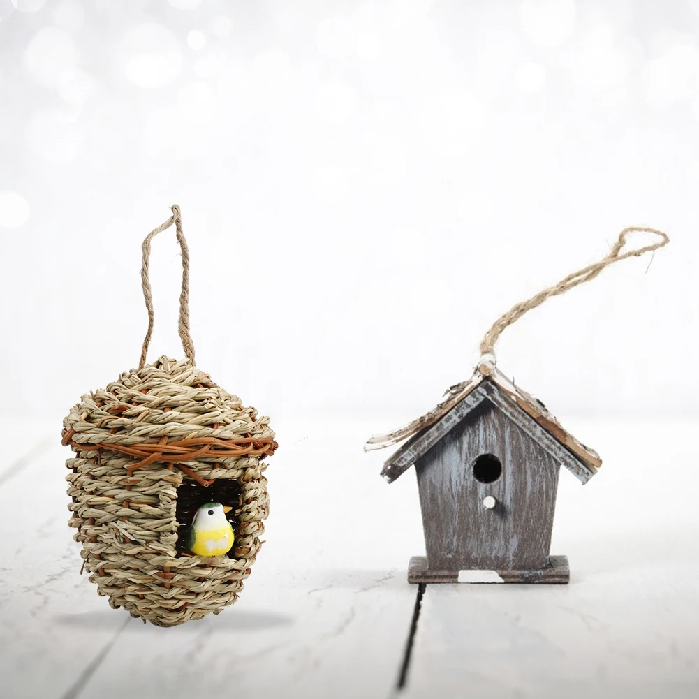 Колибри Дом ручная тканая корзина дома гнездо маленькая птичка дом для наружного