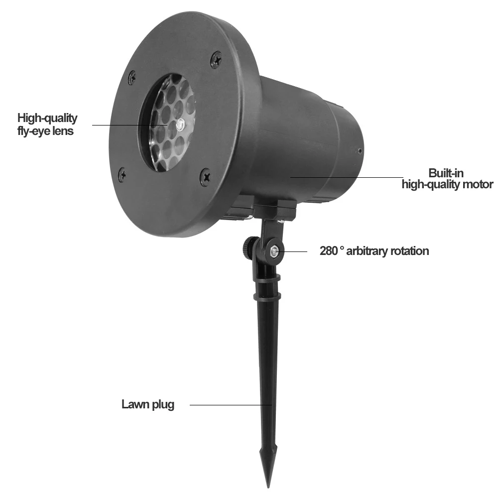 12 Patterns LED Christmas Snowflake Projector Lamp Outdoor Waterproof Spotlight Birthday Halloween Bedroom Wedding Lighting | Лампы и