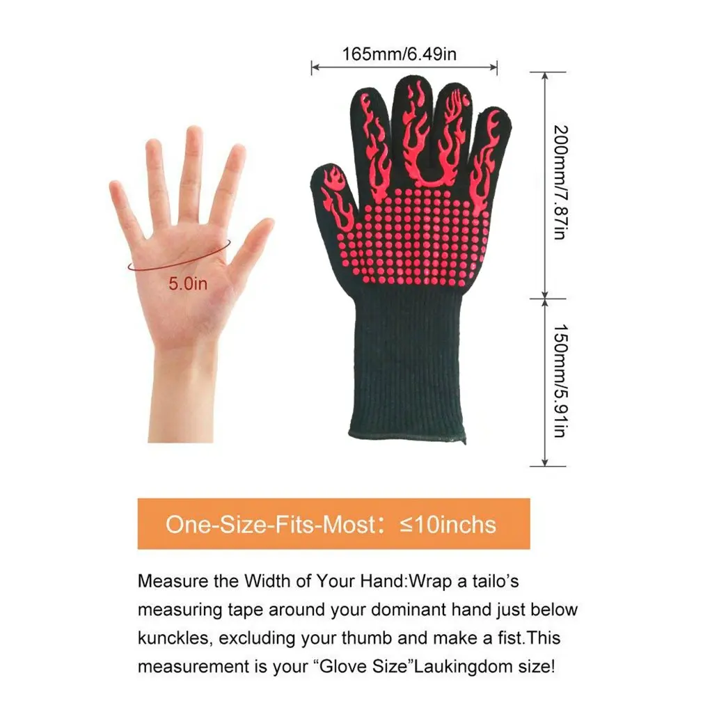 

High Temperature Resistance Barbecue Insulated Gloves Fireproof Microwave Oven Flame Retardant Gloves 350-800 Centigrade