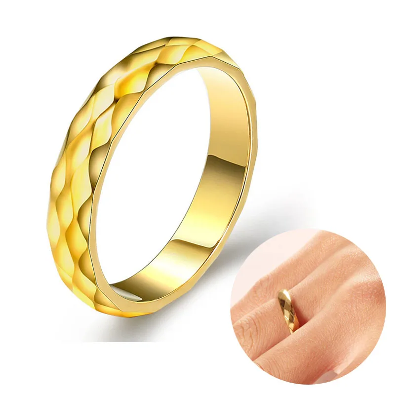 

Trendy 4MM Titanium Stainless Steel Circle Ring Non-fading Multi-section Geometric Rhombus Grid Ring for Men Party Jewelry