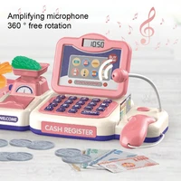 parents children pretend play scanner supermarket counter vegetables fruits shop light sound simulation gifts cash register toy