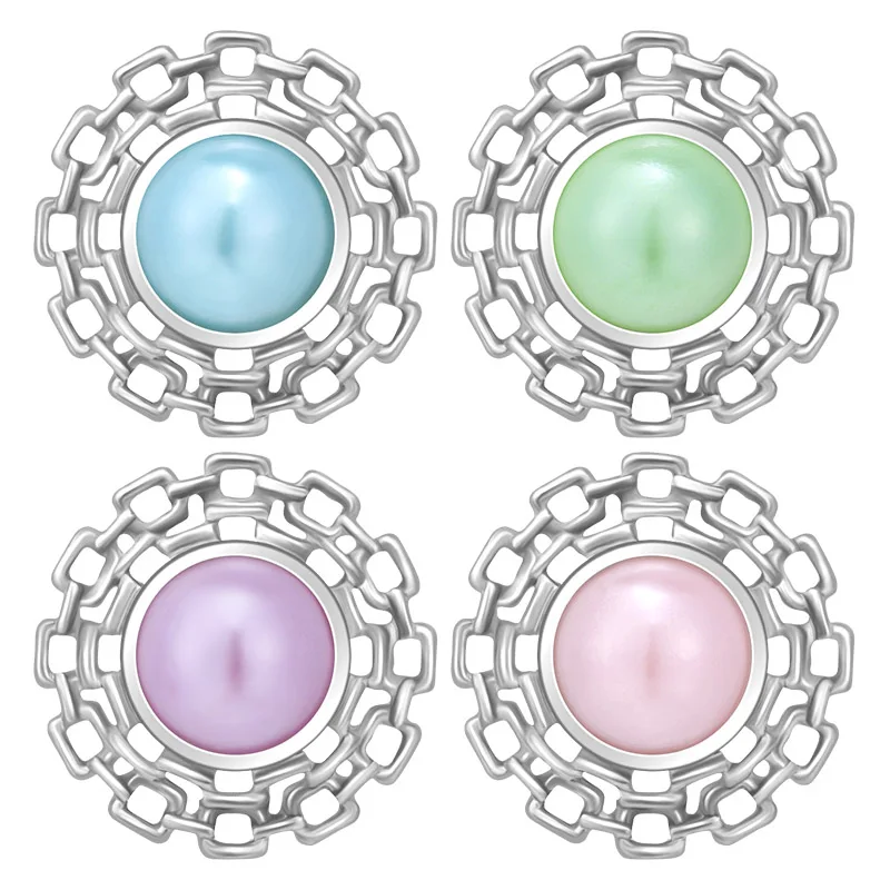 KZ3627 новые полые круглые Модные Красочные Имитационные жемчужины 18 мм кнопки подходят для DIY 18 мм оснастка искусственные ювелирные изделия в подарок