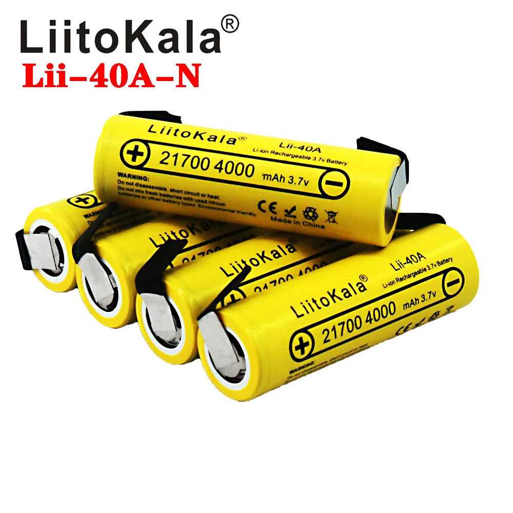 

2023 LiitoKala Lii-40A 21700 4000mAh Li-Ni Battery 3.7V 40A for High discharge Mod / Kit 3.7V 15A power +DIY Nicke