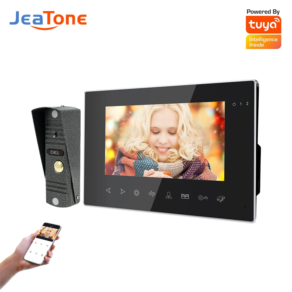 Jeatone 7Inch Wireless Video Intercom For Home Video Eye Doorphone Doorbell With AHD Camera Tuya WiFi Home Entry Access Kit