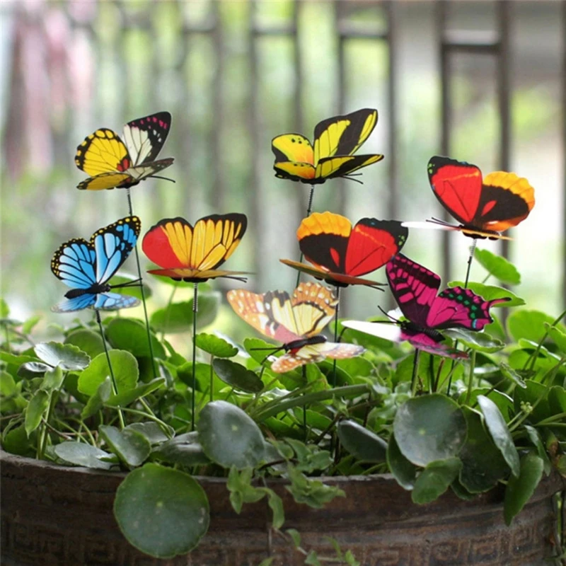

50 Pcs Artificial Butterfly Decorations Garden Yard Lawn Patio Outdoor Art Craft QXNA