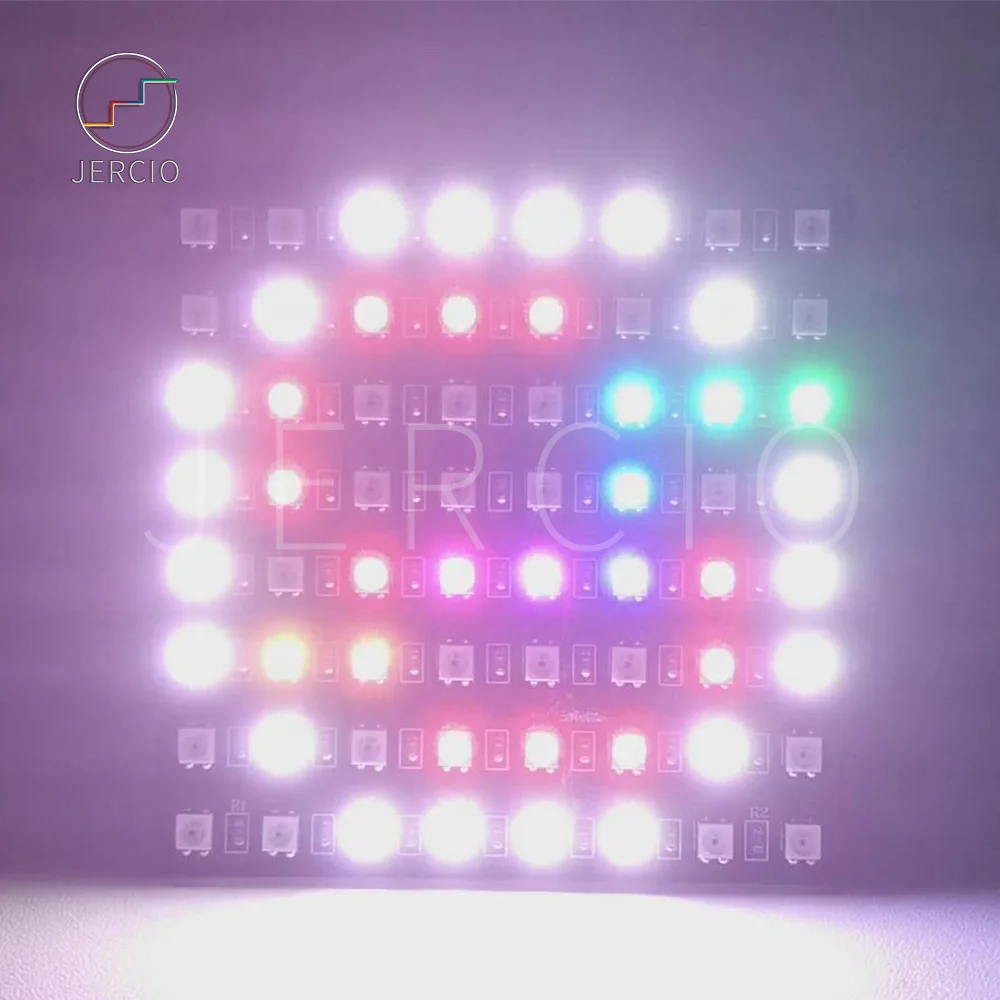 JERCIO WS2812B 8x8 пикселей модуль панели управления пикселей экран Neopixel матрица WS2812 индивидуально адресуемый IC чип DC5V пользовательский дом