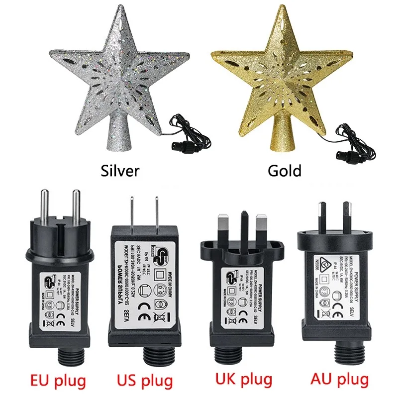 LED Christmas Tree Top Light Star Shape Snowflake Projector Ornament Pentagram night light Lights Night lamp | Освещение