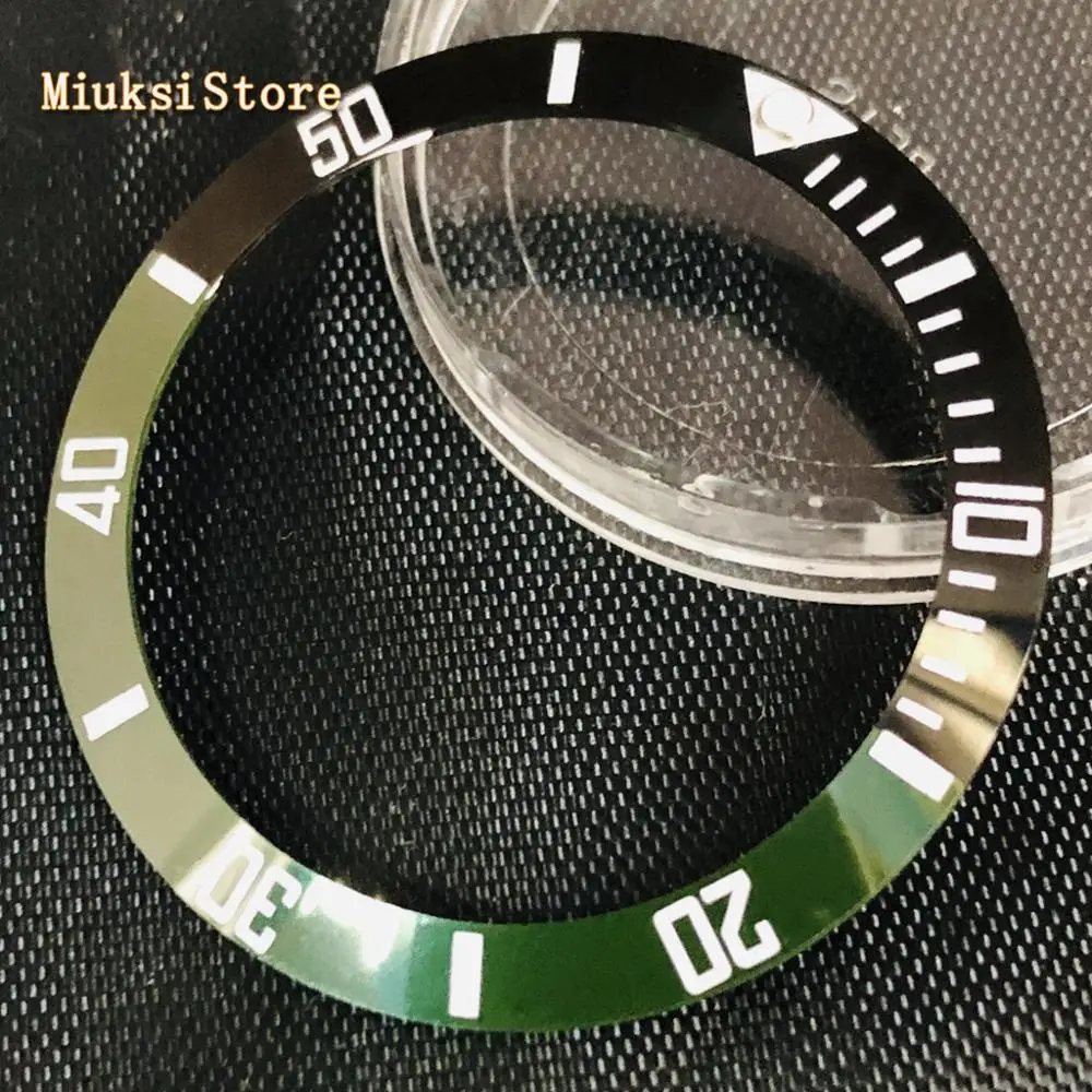 Аксессуары для часов 38 мм черный зеленый керамический Безель подходит мужских