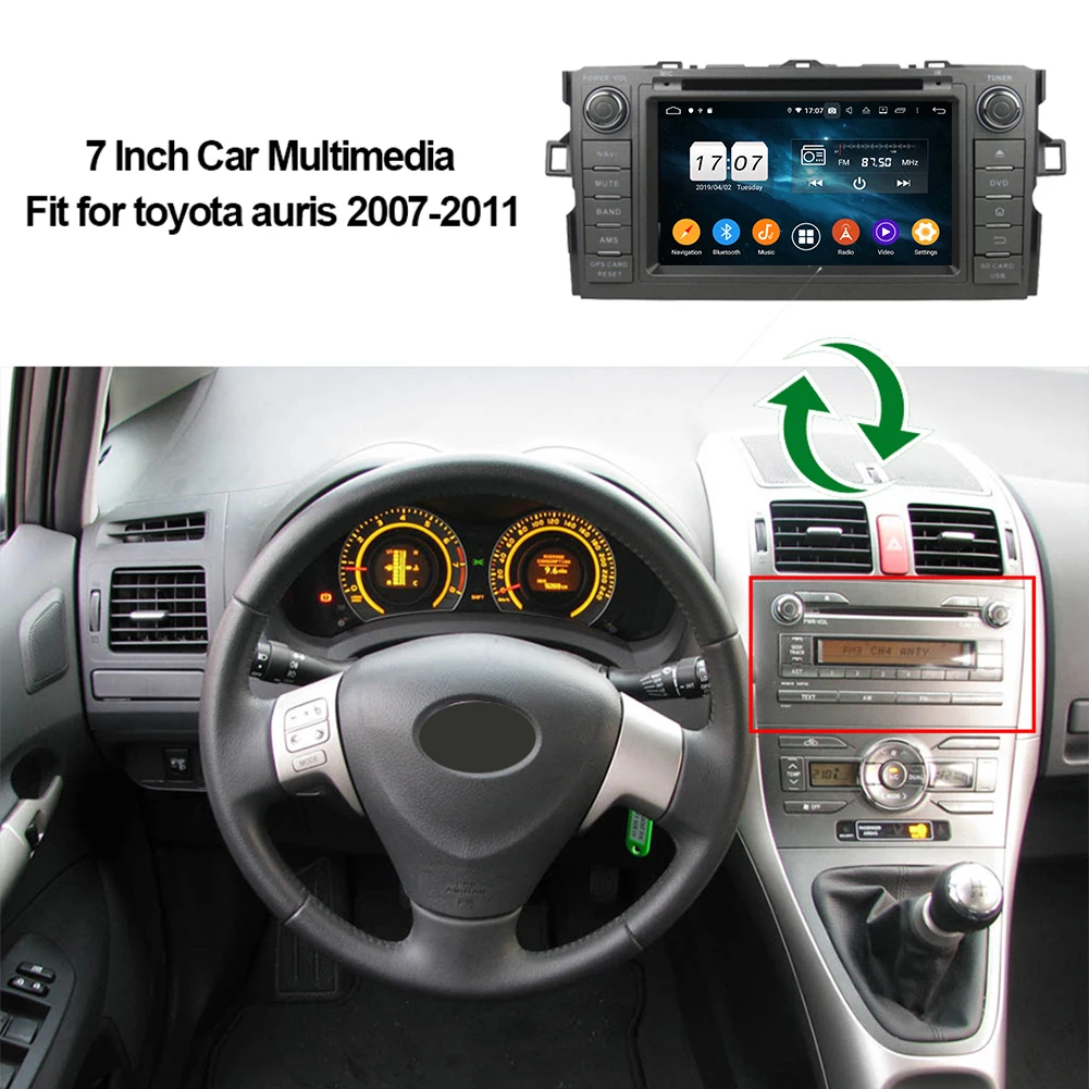 Автомагнитола с восьмиядерным процессором Android 9 0 GPS-навигацией для Toyota Auris 2007 2008