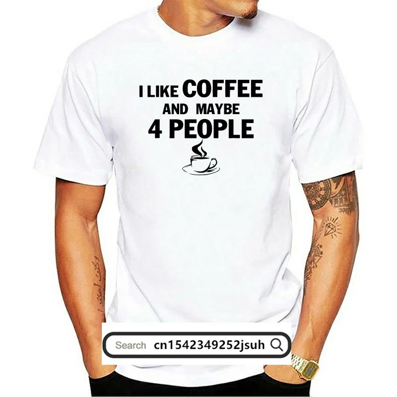 

Camiseta de moda de t engraçado dos homens camiseta eu gosto de café e talvez 4 pessoas