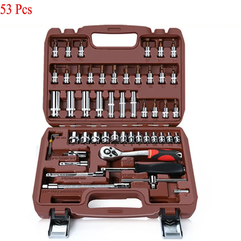 YINGLONGDAO 216 шт. 72 зубца многофункциональная втулка трещотка гаечный ключ для ремонта авто набор комбинированный набор ручные инструменты - Цвет: 1 Set  (53Pcs)