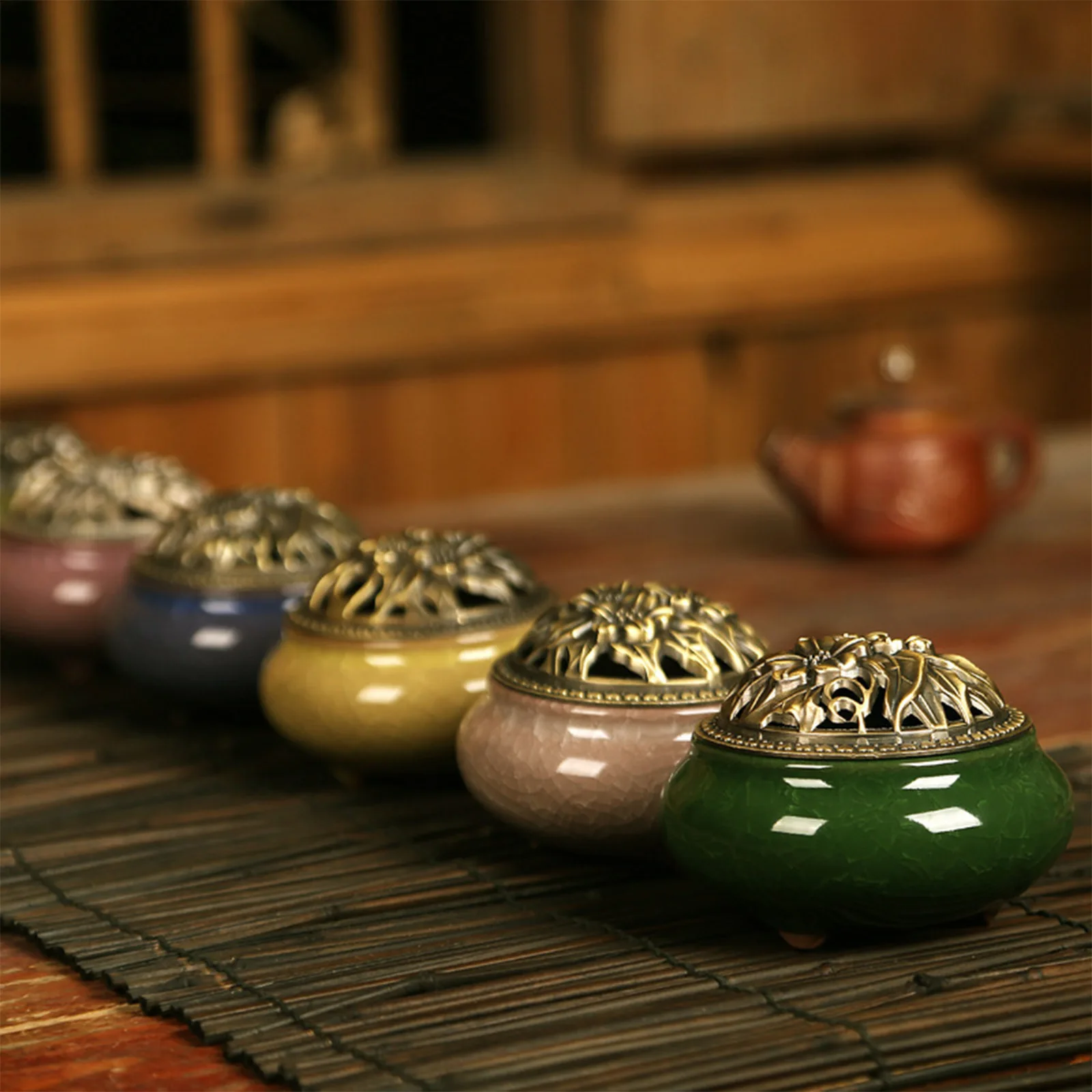 

Incense Burner Home Ceramic Incense Holder Desktop Decor Aroma Stove For Aloes Sandalwood